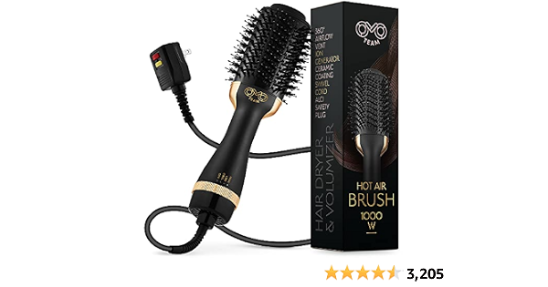 Amazon.com: Cepillo profesional para secador de pelo, secador y volumen  dorado negro, cepillo de aire caliente para mujer, forma ovalada de 2.953  in : Belleza y Cuidado Personal