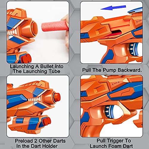 Bonbell Toy Gun for Kids, Nerf Blaster with Shooting Target, 40 Soft Foam Refill Darts, Wrist Band, Safety Goggle and Face Mask, Kids Shooting Game Toy, Best Xmas Birthday Gifts for Boys Girls 5-13