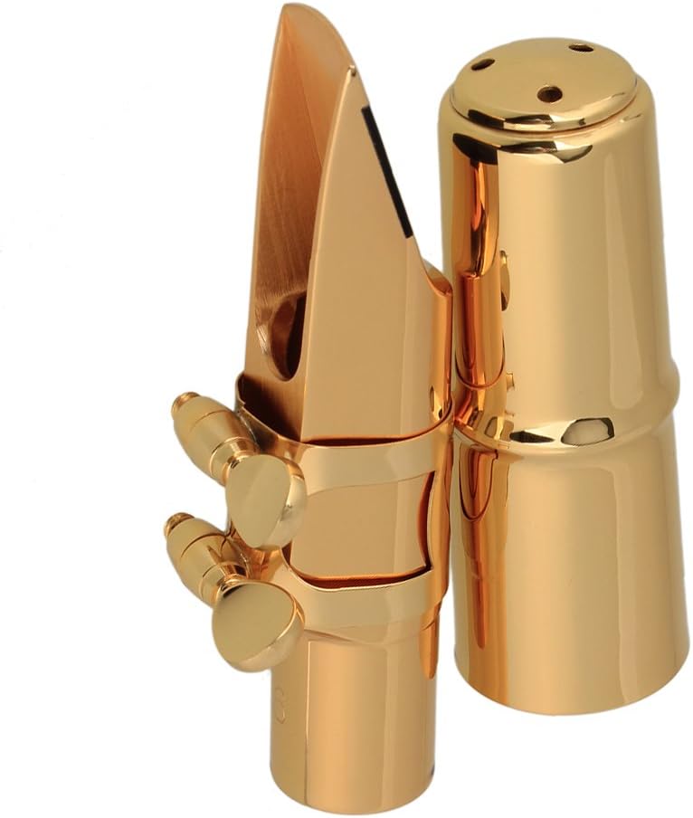 Yibuy Gold Plated 6# Saxophone Sax Mouthpiece for E-flat Alto Saxophone