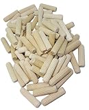 100 Pack 3/8" x 2" Wooden Dowel Pins Wood Kiln Dried Fluted and Beveled, Made of Hardwood in U.S.A.