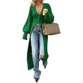 Shiyinvie Women's 2025 Trendy V-Neck Button Down Long Cardigans, Chunky Knit Fall Maxi Coat Sweater Dress