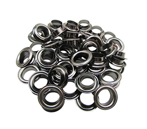 UPC 702458472131, Amanaote 10mm Internal Hole Diameter Gun Black Eyelets Grommets with Washer Self Backing Pack of 80 Sets