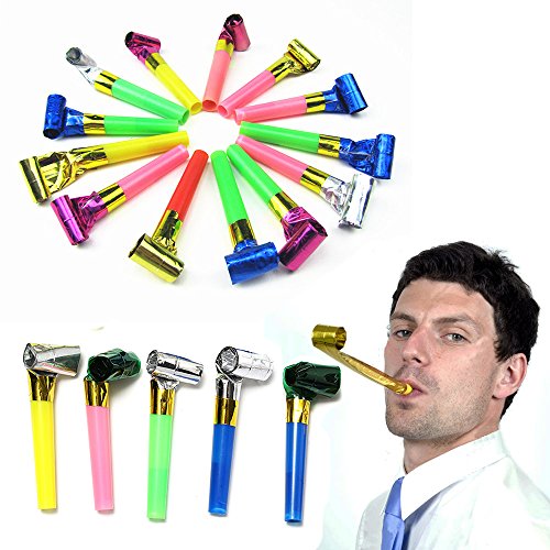 Toy Cubby Party Blowing Foil Whistles - Pack of 48 Party Favor Horn Blowers - Kids, Toddlers, Teens...