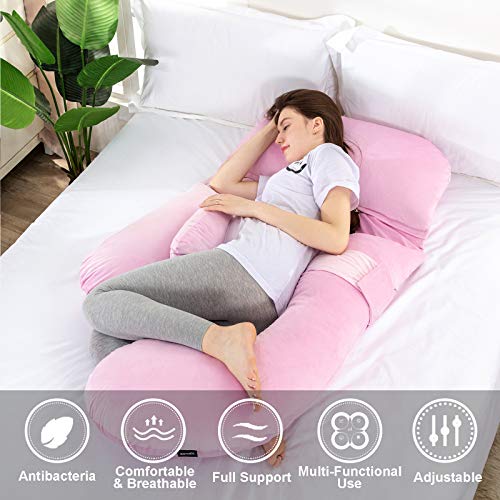 TOPLUXE Pregnancy Pillow UShaped Body Pillow with Velvet Cover
