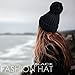 Women Knit Hat Winter Beanie with PomPom Slouchy Hats Skull Cap Thick Fleece Lining (black)