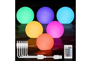 WHATOOK Floating Pool Lights Rechargeable: 6 Pack Led Pool Lights with Remote, IP68 Waterproof, 3in Glow Ball for Swimming Pool, Color Changing Glowing Orb Sphere, Bath tub Accessories, Beach Party Decoration