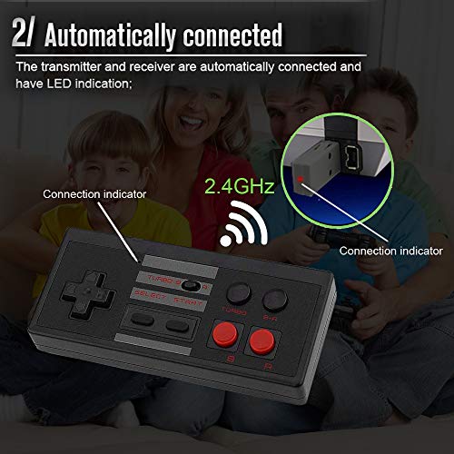 Rechargeable NES Classic Mini Wireless Controller -TURBO EDITION-Rapid Buttons Wii Edition for Nes Wii Gaming System with 2.4G Wireless Receiver
