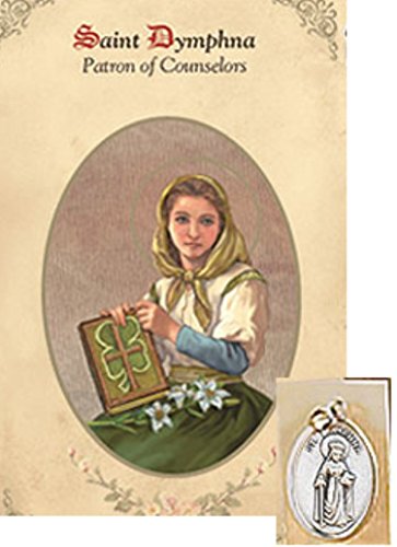 Saint Dymphna Patron of Counselors Prayer Pamphlet with Silver Plated Medal Blessed By Pope Francis