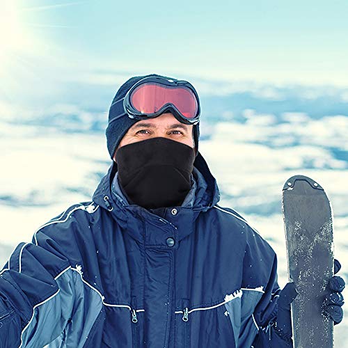 Peicees 4 Pack Soft Fleece Neck Gaiter Warmer Face Mask Hat Snood Scar for Cold Weather Winter Outdoor Sports Ski Snowboard Cycling (4 Pack-Gray+Dark Blue+Brown Red+Lake Green)