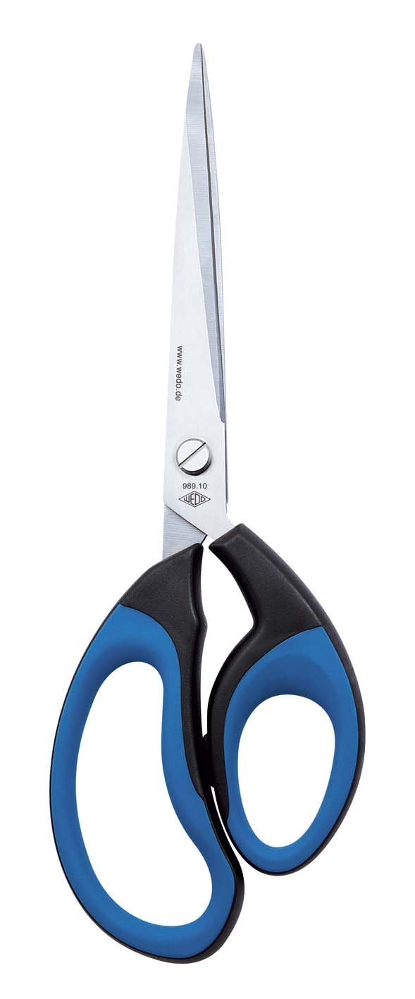 Wedo 98910 Scissors Stainless Steel Soft-Cut 10 Inches / 25.5 cm with Rubber Handle Black/Blue