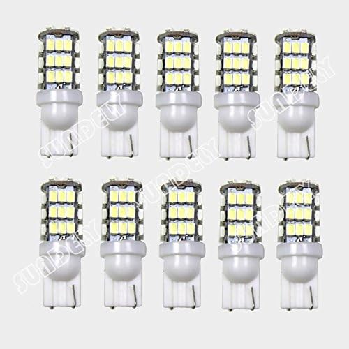 10 X SUNDELY 12V RV T10 4000K 42-SMD Cool Day White Camper Trailer Interior LED Light Lamp Bulbs Replacement P/N 194 259 280 285 447 464 501 555 558 585 2825 504