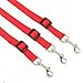 Mopaclle Pet Supplies for Dog Leashes Premium Three Way Dog Leash with Adjustable Detachable Dog Coupler for One,Two,Three Samll/Medium Dog (Red)
