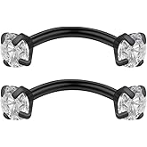 Ruifan 16G Clear Cubic Zirconia Internally Thread Curved Barbell Eyebrow Tragus Ring Piercing Jewelry 6-10mm
