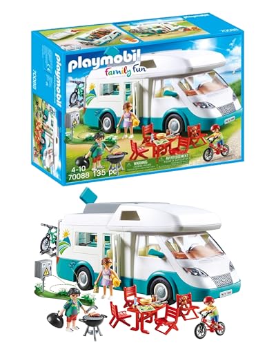Family Fun 70088 Camping-Car Familial avec Toit Amovible et de Nombreux Accessoires, Dès 4 Ans
