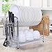 MICOE Stainless Steel Dish Drain Drying Rack with Cutting Board Bracket 2 Layers Cutlery Rack Large Capacity Tool-Free Installation H-WDG2003