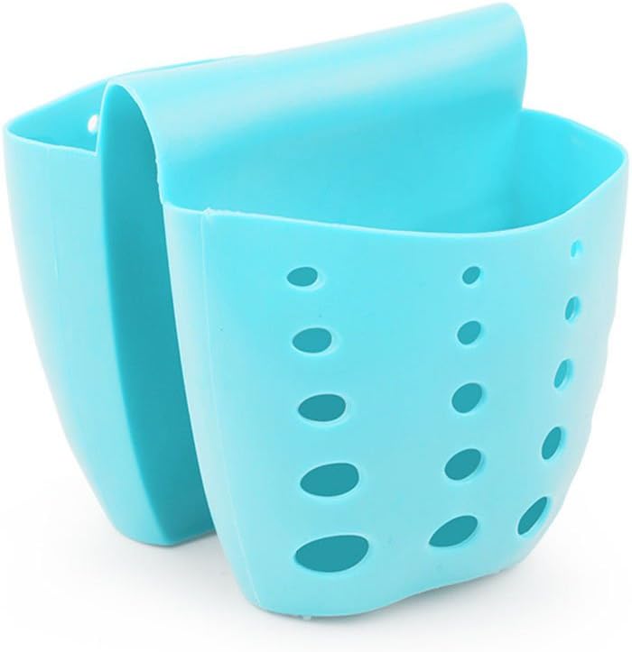 Silicone Sponge Holder Kitchen Bath Sink Double Side Hanging Storage Basket (LB41-Blue)