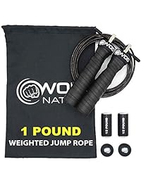 WOD Nation cuerda de saltar pesada para hombres y mujeres   1 libra ajustable   asas de cuerda de salto de alta velocidad con pesas extraíbles