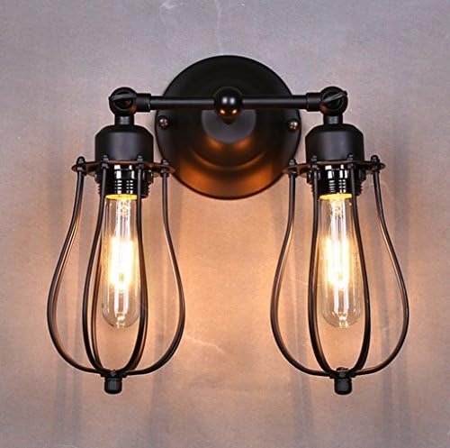 Ecopower Vintage Style 2-lights Industrial Oil balck Mini Wire Cage Wall Sconce.Bravelights