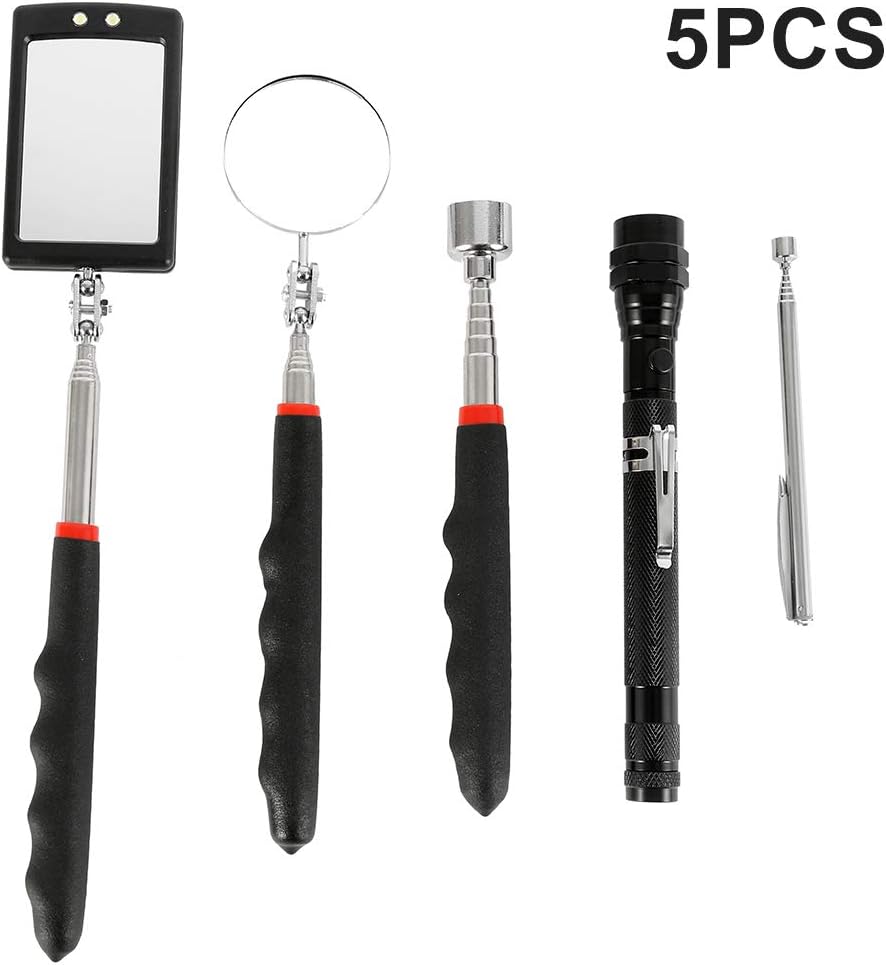 5 PCS Telescoping Grabber Pickup Tool, Extendable Rod with LED