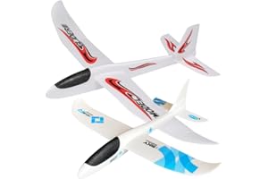 Totority Foam Airplane Toy 2-Pack - Large Foam Glider Airplane for Kids Outdoor Flying Lightweight Throwing Model Plane with 