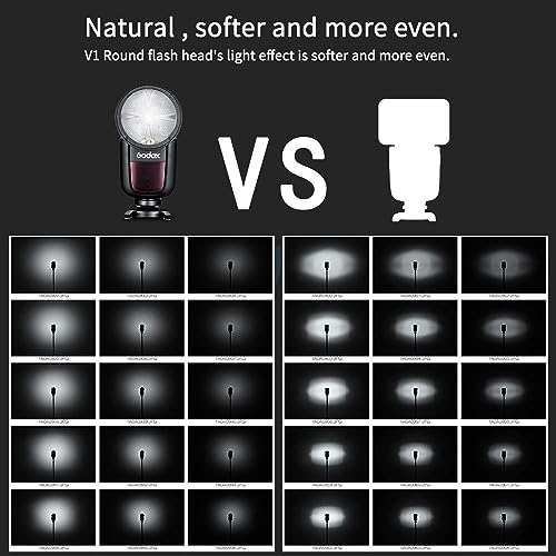 Godox V1-F Flash Speedlite for Fujifilm, 76Ws 2.4G X Wireless TTL 1/8000 HSS Speedlight, 1.5s Recycle, 480 Full Power Flashes with Rechargeable Battery