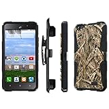 Huawei Raven LTE / H892L Case, [NakedShield] [Black/Black] Heavy Duty Holster Armor Tough Case + [Screen Protector] - [Grass Camouflage] for Huawei Raven LTE /H892L