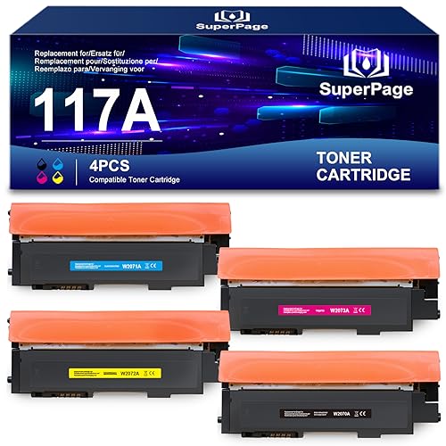Superpage 117A Compatible Toner Cartridge for HP 117A for HP Color Laser MFP Toner 178nw 178nwg 179fnw 179fwg 150a 150nw (Black/Yellow/Cyan/Magenta, 4 Pack)