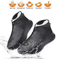 Wevove Waterproof Shoe Covers Silicone Shoe Covers Reusable Non-Slip Rain Snow Overshoe Foldable Galoshes Shoe Protectors for Men Women (Black, Medium)