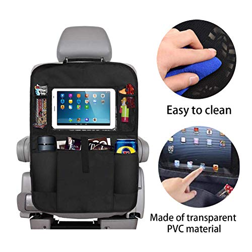 XBRN Car Back Seat Protectors Backseat Car Organizer Kick Mats with 10" Touch Screen Tablet Holder Storage Pockets for Kids Baby Toys Bottle Drinks Travel Accessories 2 Pack Type (A+B)