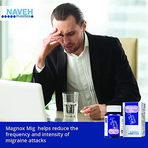Magnox Mig Magnesium Supplement Tablets (30) for Migraine Headaches and General Pain Relief Due to Magnesium Deficiency, by Naveh Pharma