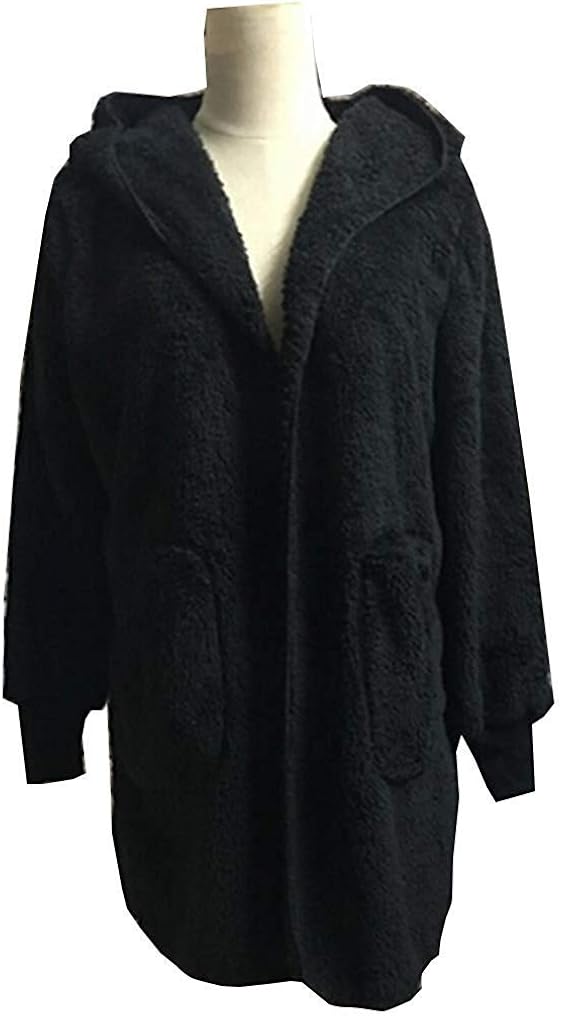 Snaked cat Womens Jacket Coat Long Sleeve Fluffy Fleece Notch Collar