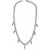 Punk Spike Choker Necklace Vintage Personalized Rock Rivet Bullet Y2k Grunge Chunky Silver Chain Necklace for Men Women Goth Halloween Christmas Party Hip Hop Streetwear Night Club Fashion Jewelry Gifts