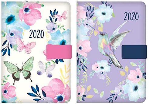 MantraRaj 2020 A5 Day to Page Diary Index Floral Fabric Organiser Appointment Diary Magnet Clip (Butterfly)