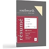 Southworth&reg; 100% Cotton R&eacute;sum&eacute; Paper, 8 1/2" x 11", 24 Lb, 100% Recycled, Ivory, Pack of 100