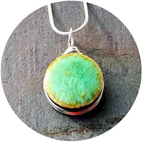 Patina Glass Essential Oil Diffuser Aromatherapy Pendant Necklace 925 sterling silver chain