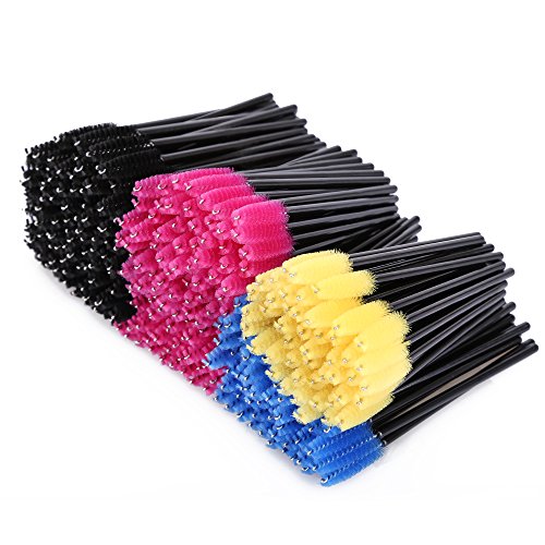 KEDSUM 300pcs Disposable Mascara Brushes,Bendable Mascara Wands with Soft Hair,Eye Lash Brushes/Eyebrow Applicator with 4 Colors,Cosmetic Makeup Brush Kit