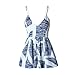 Feel Show Womens Spaghetti Strap Sleeveless V Neck Print Short Jumpsuit Mini Romper