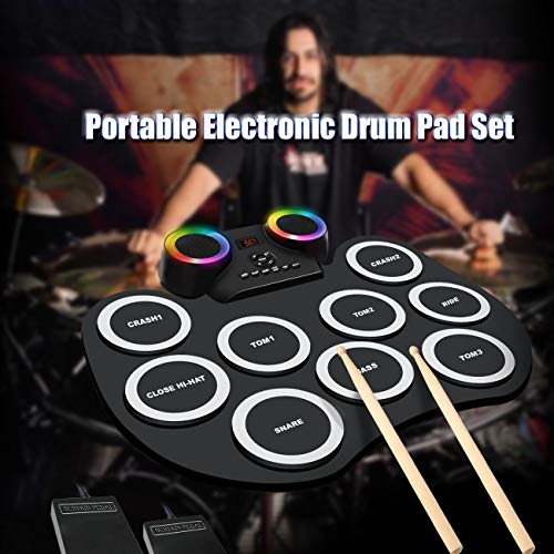MoKasi Led Electronic Drum Pad Set Electric Drum Set Roll Up Practice
