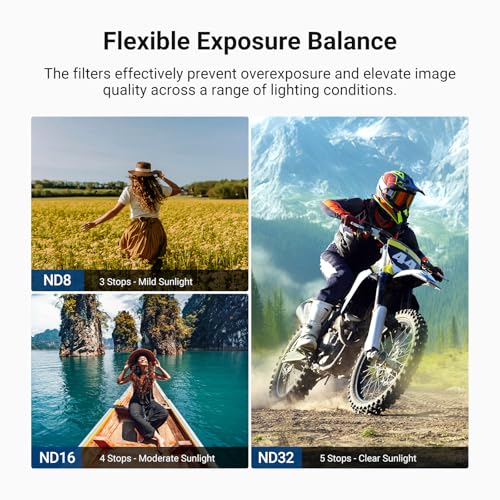 NEEWER CPL + ND Filter Set Compatible with DJI Osmo Action 6 Only, 4 Pack ND8/16/32 Adjustable Circular Polarizing, Lens Polarizer, Screw On Multicoated Action Camera Photography Accessories, FL-B100