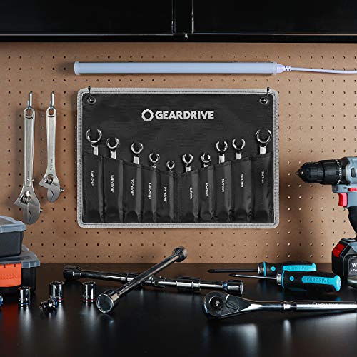 GEARDRIVE 10-piece Flare Nut Wrench Set, Standard & Metric, Organizer Pouch Included