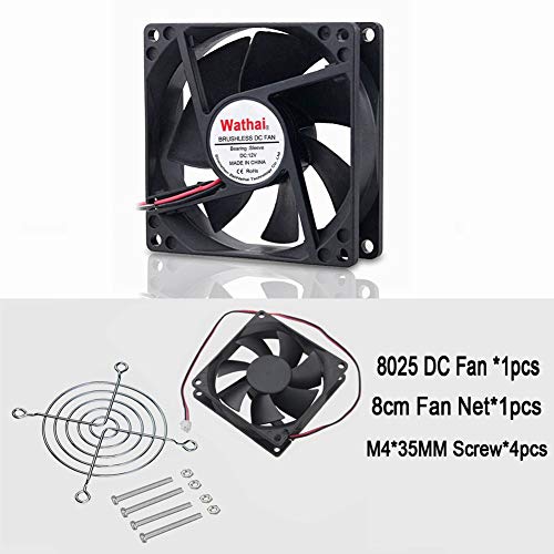 Wathai 80x80x25mm 80mm Dual Ball Bearing DC Cooling Fan 12V 2Pin