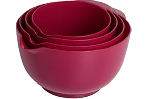 BoxedHome Nesting Plastic Mixing Bowl Set, 4 Piece Mixing Bowl Set with Pour Spouts, Size 1.7, 2.5, 3.5 and 4.5qt, for Preppi
