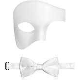 IncreDecor Masquerade Mask for Men Phantom of The Opera Half Face Mask with Bowtie, Halloween Masquerade Mardi Gras Party