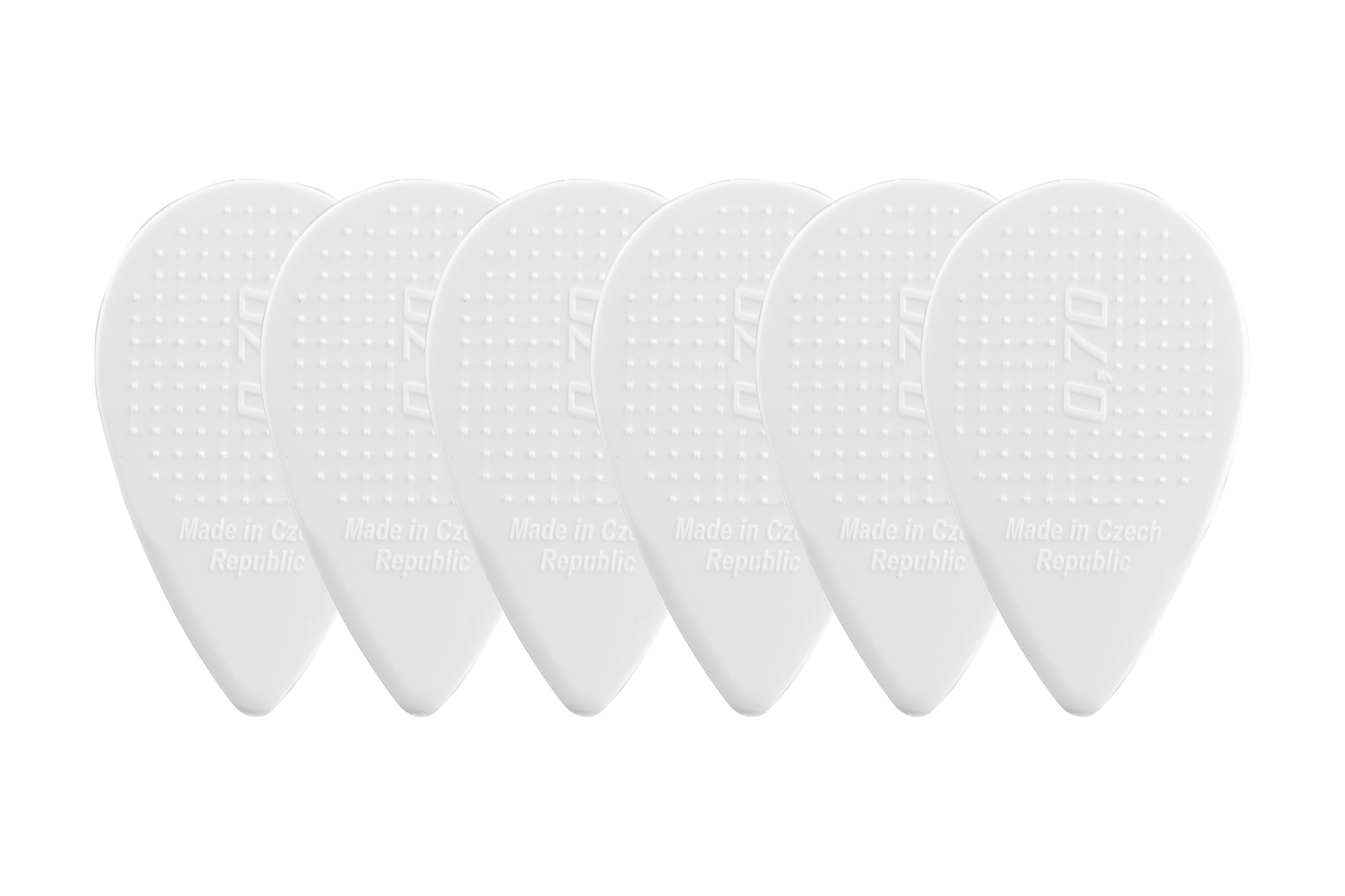 D-Grip Plectrum - Janicek Nylon Picks - Balkan Shape - for Ethno-Folk Instruments Mandolin, Bouzouki, Balalaika - 0.70 mm White - Pack of 6 - with Non-Slip Textured Surface – Made in Czech Republic