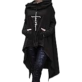 Rfecccy Faith Print Long Sleeve Loose Casual Pullovers Irregular Hem Long Hoodies for Women
