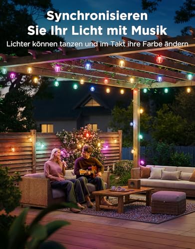 Govee RGBWIC Outdoor Fairy Lights, 15 m, LED Fairy Lights with 16 Million Colours and 111 Scene Modes, 1200 lm, Music Synchronisation with Alexa, Google Assistant & Matter, Ideal for Patio, Balcony, Garden