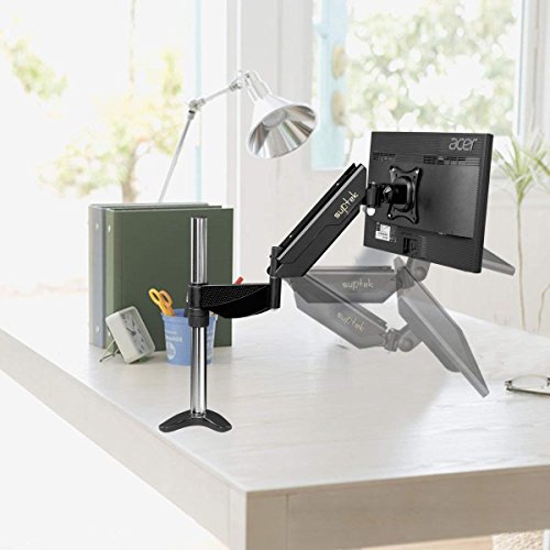 Suptek Height Adjustable Computer Monitor Desk Stand Mount Bracket for One LCD Flat Screen Monitor, VESA 75 and 100 Compatible with 13-30'' Screens, Gas Spring, Full Motion up to 22lbs Black MD5411B - Thumbnail 6