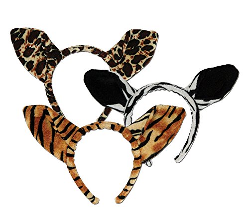 Kid's Plush Animal Print Ear Headbands Set Of 3