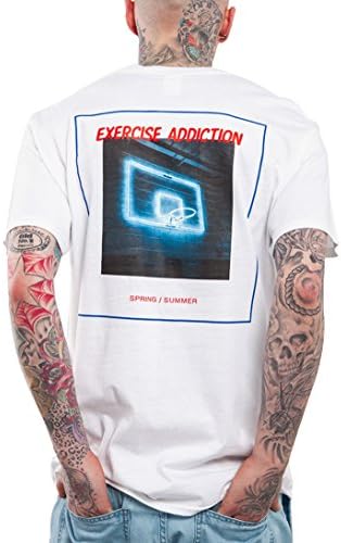 BACK217 Men's Street Printed-Shirts with Pattern of Basketry (XXL, White)