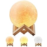 Magicfly Moon Lamp 5.9 Inch 3D Printing Moon Light, Dimmable with Tap Control, Rechargeable Lunar Light Home Decorative Night Light for Valentine's Day